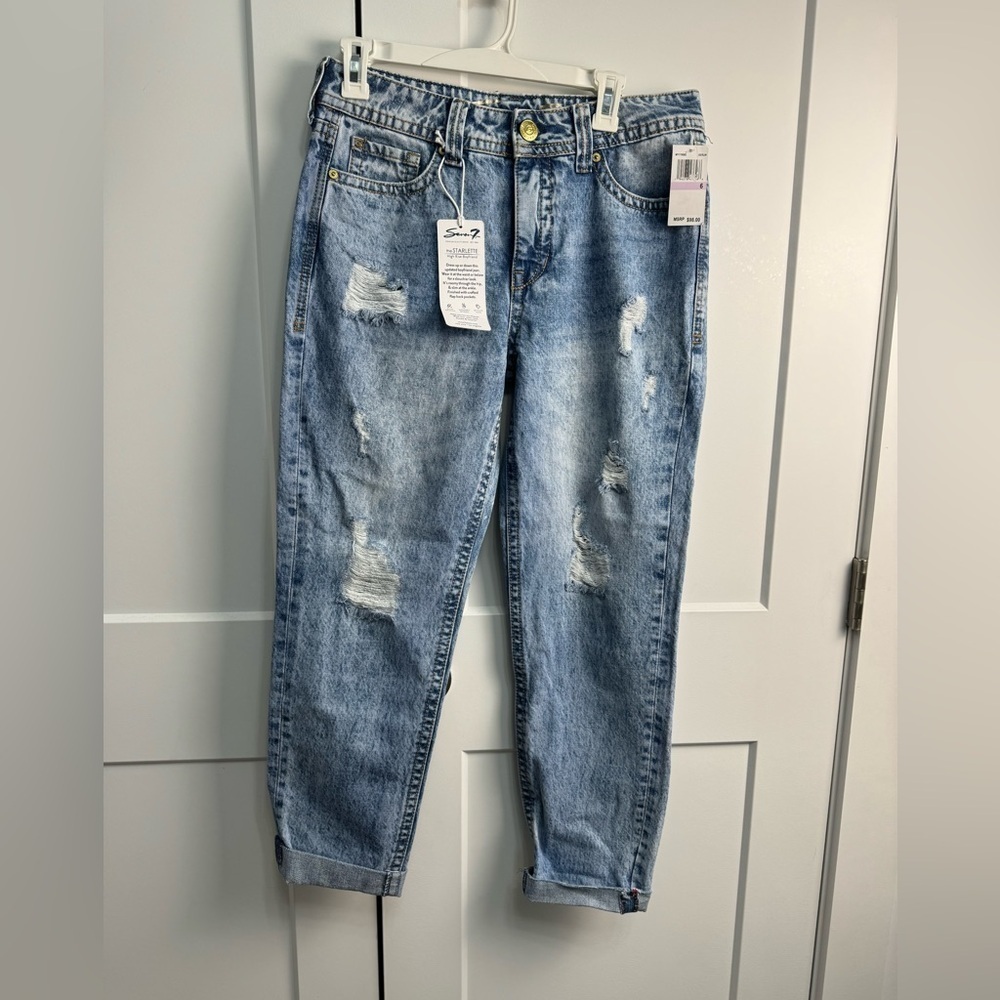 Seven7 Starlette High Rise Boyfriend Jeans Distressed Size 6 NWT